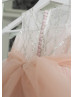 Blush Pink Glitter Lace Tulle Tea Length Flower Girl Dress Blush Pink Glitter Lace Tulle Tea Length Flower Girl Dress